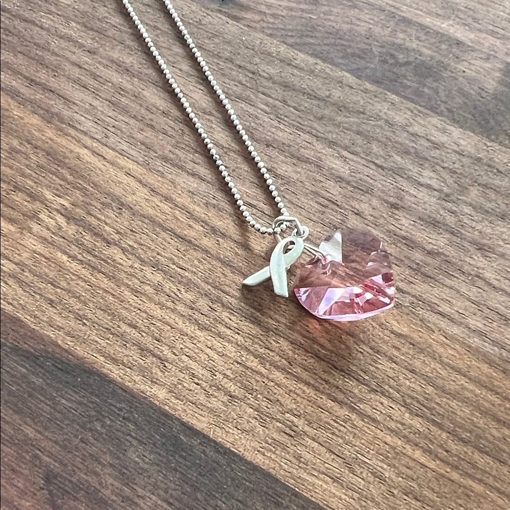 Sterling silver awareness ribbon necklace